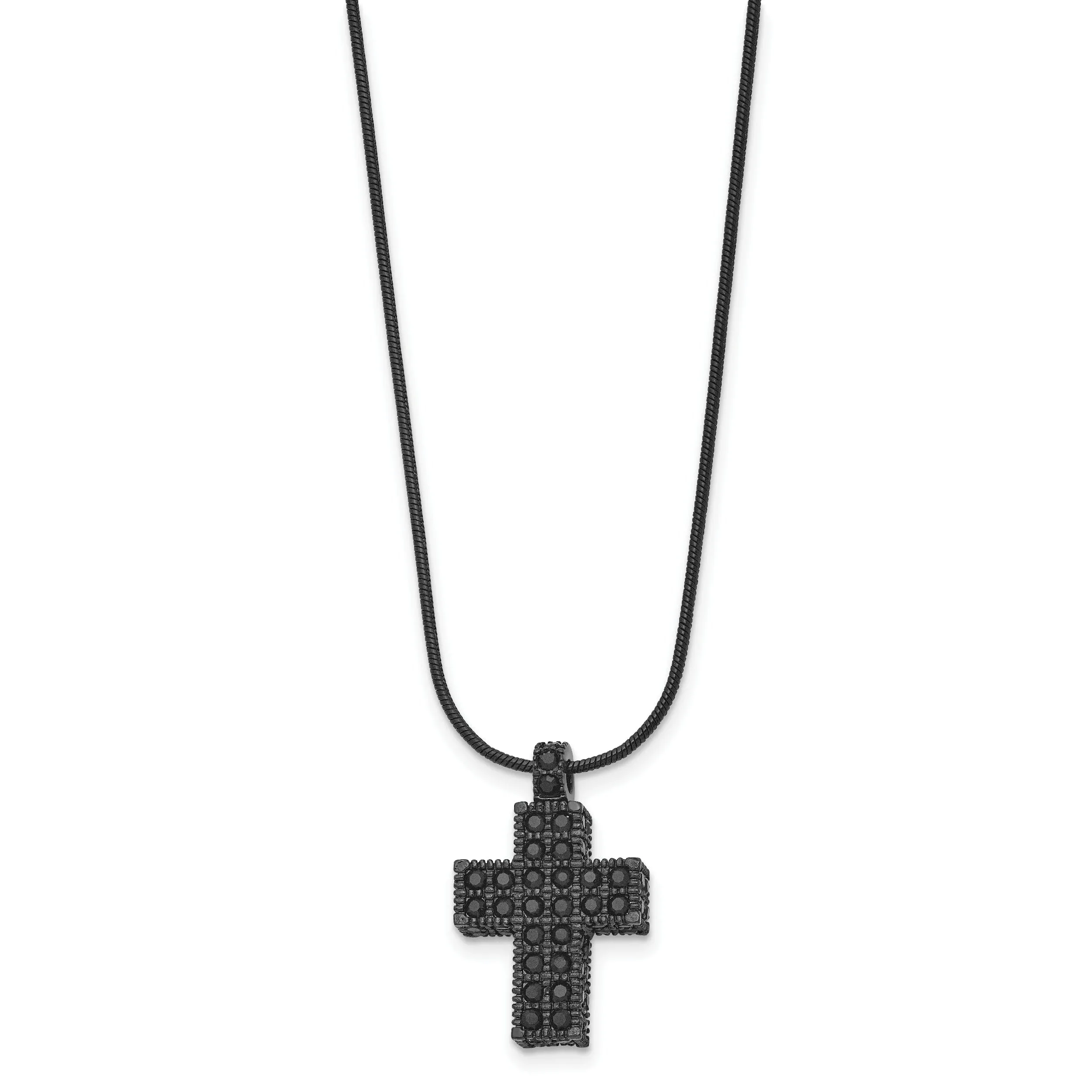 Stainless Steel Black Crystal Cross necklace