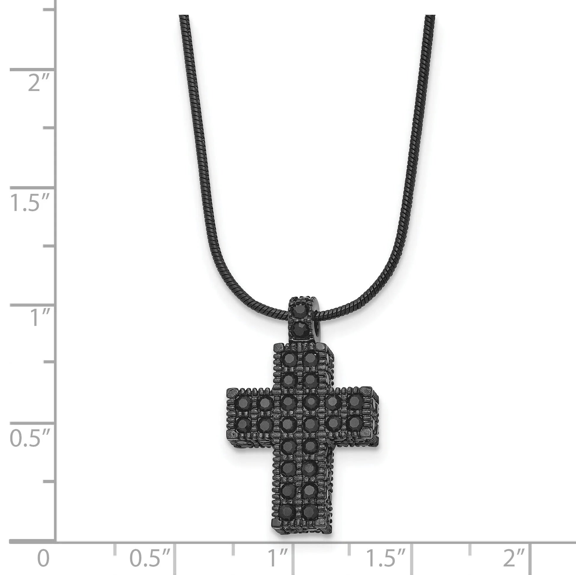 Stainless Steel Black Crystal Cross necklace