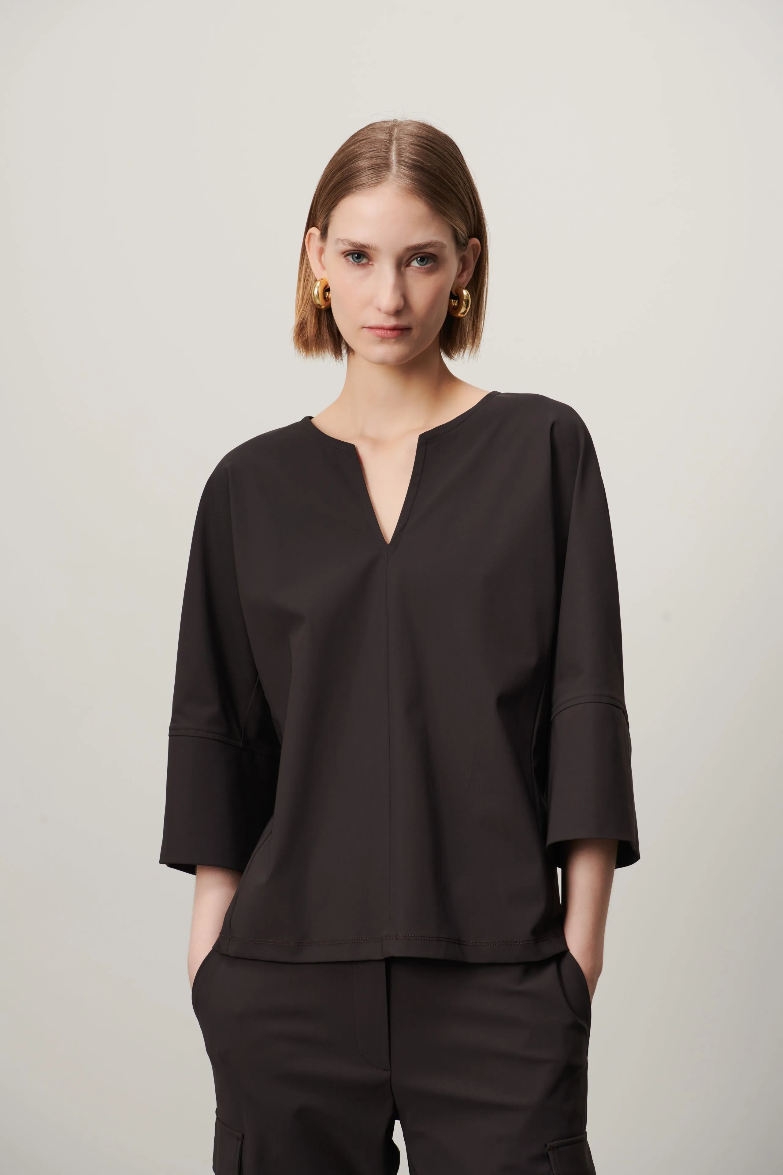 Stami Blouse Technical Jersey | Dark Brown