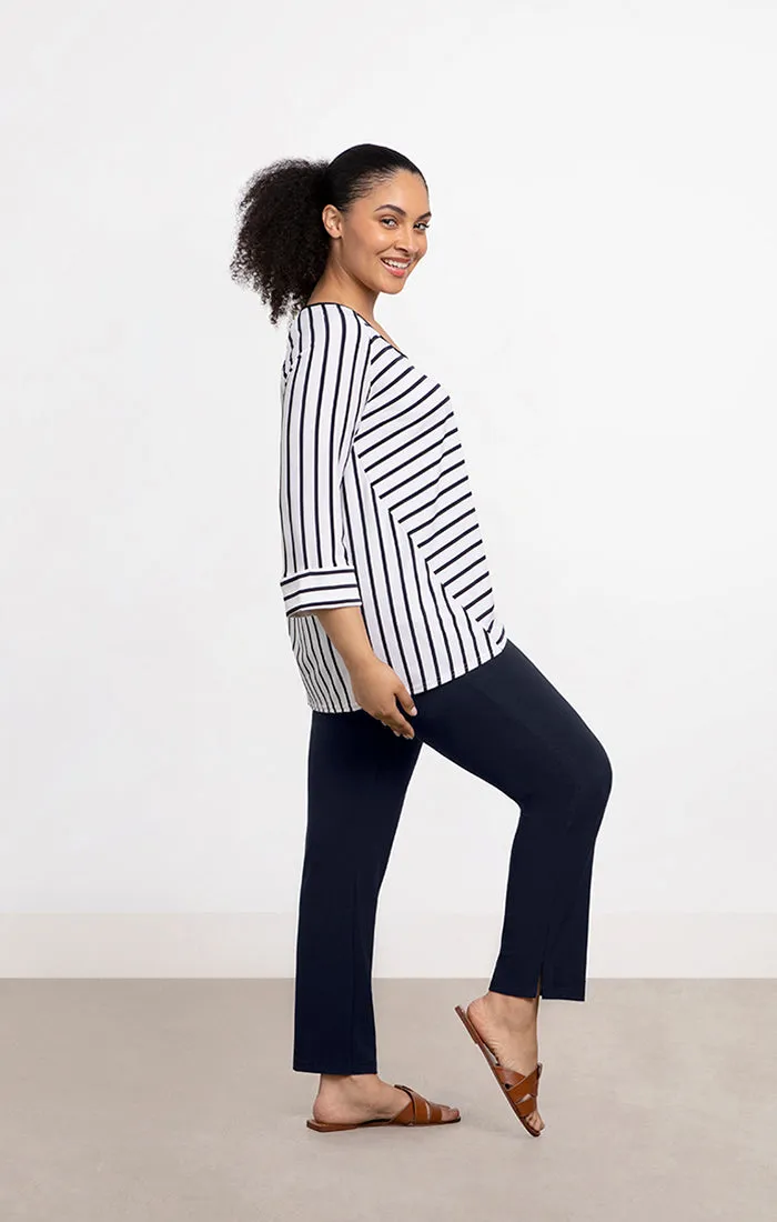 Stripe Angle Seam Raglan Top