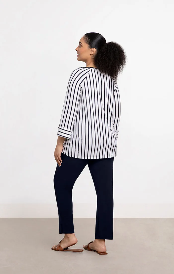 Stripe Angle Seam Raglan Top