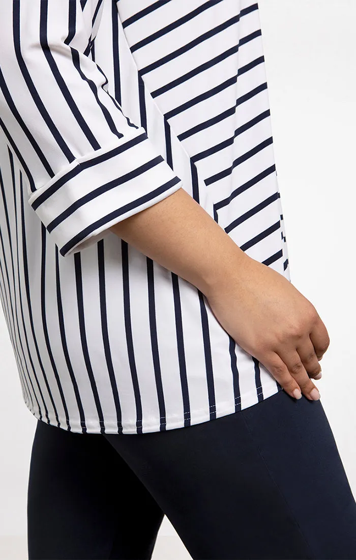 Stripe Angle Seam Raglan Top