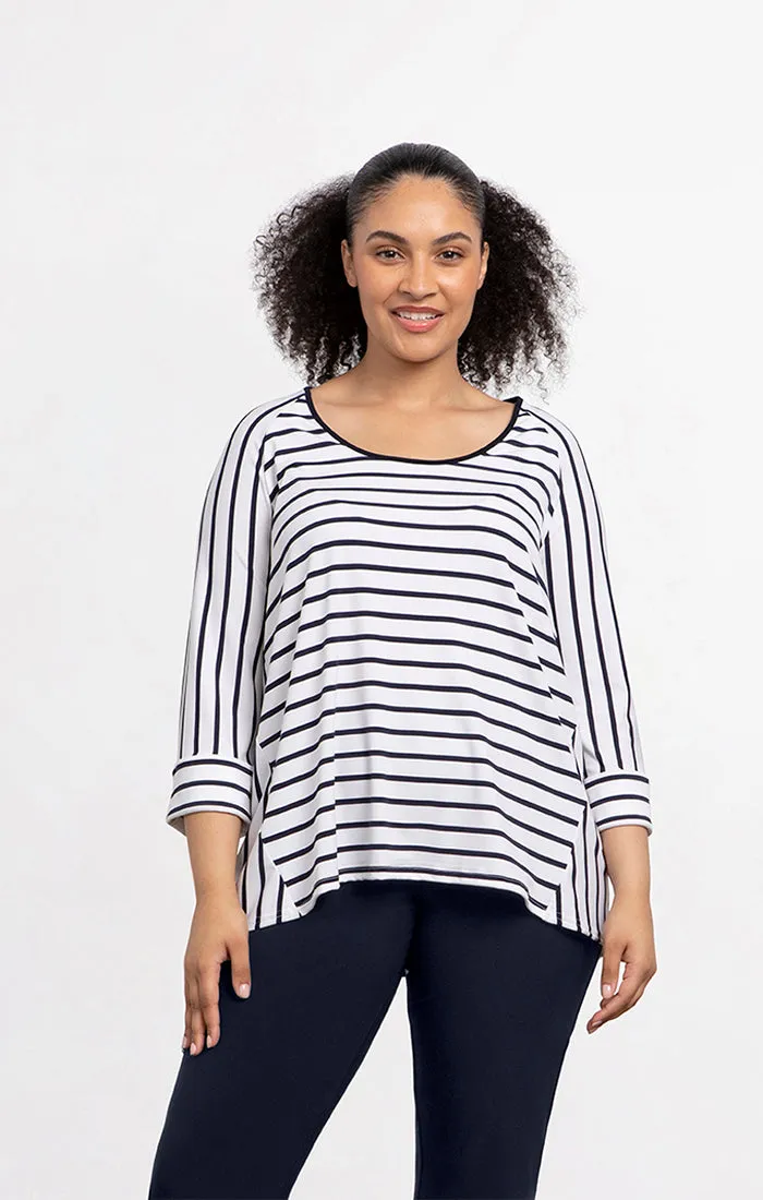 Stripe Angle Seam Raglan Top