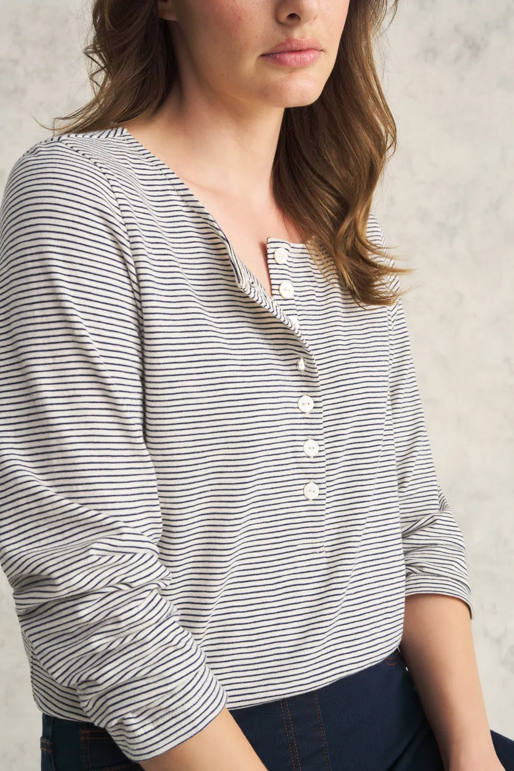 Stripe Henley T-Shirt - Ink Chalk Stripe