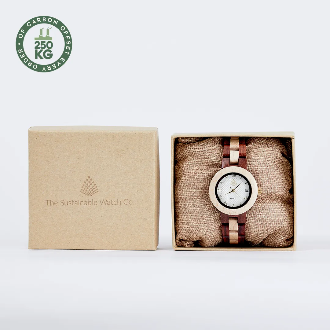 The Hazel Watch - Eco-Friendly Natural Wood Timepiece with Date Aperture