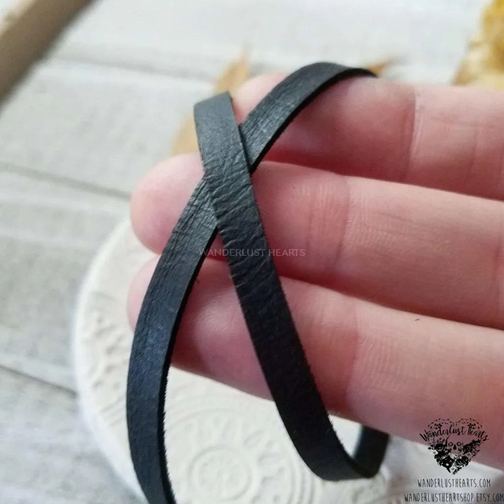 Thin black leather choker