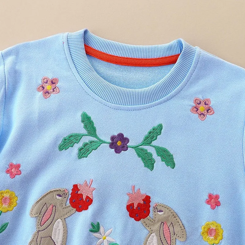 Toddler/Kid Girl's Cartoon Rabbits and Foxes Design Sweatshirt