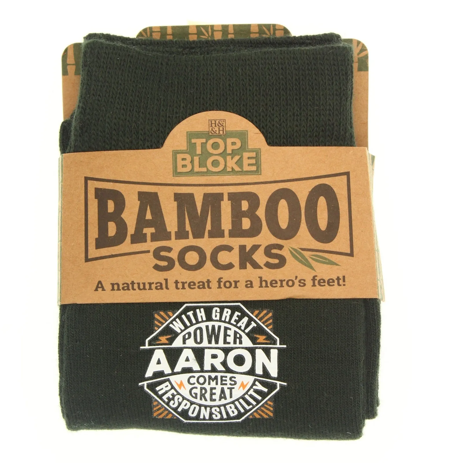 Top Bloke Mens Gift Socks for Him - A Natural Bamboo Treat for "Aaron"