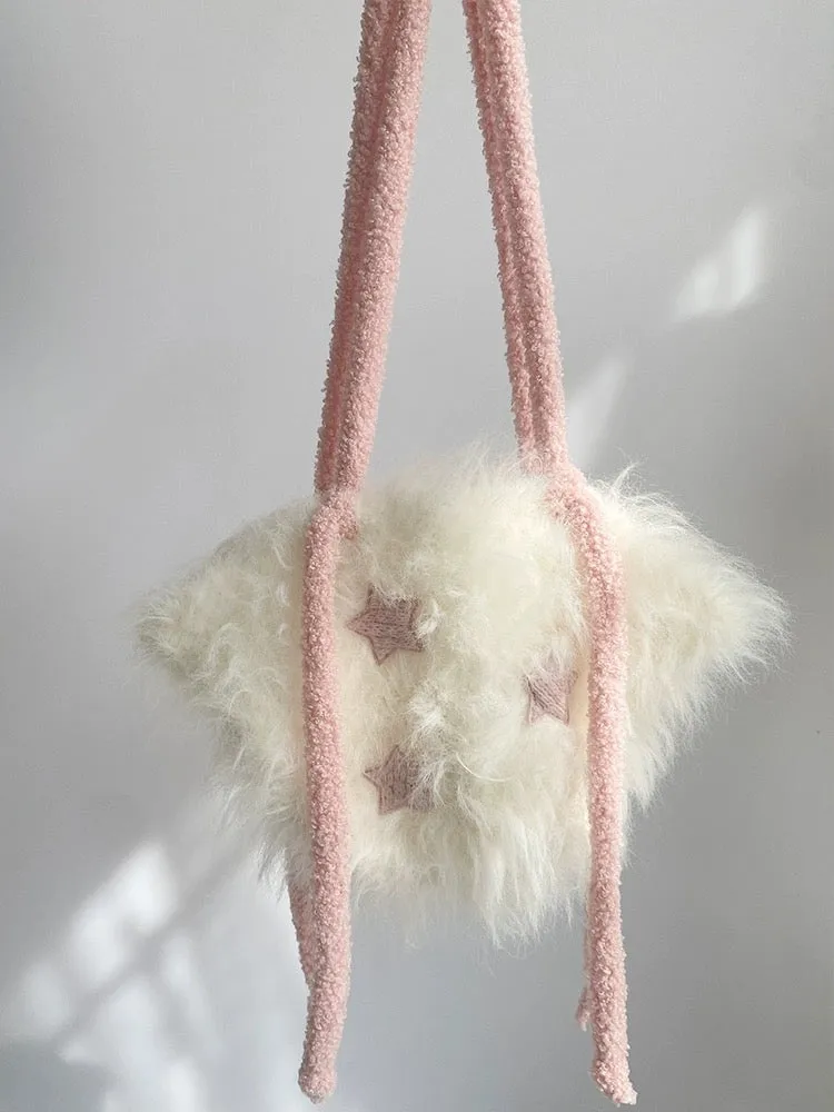 Under the stars faux fur soft girl bag