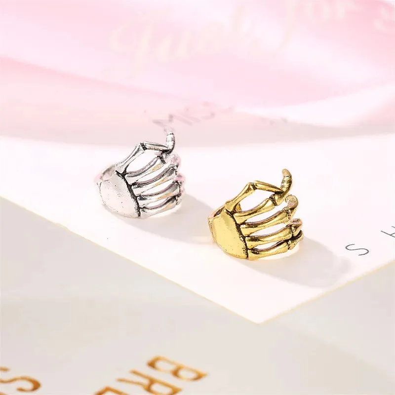 Vintage Punk Fashion Creative Skeleton Hand  Ear Clip Earring  For Women Men Trendy Party Jewelry  Gift