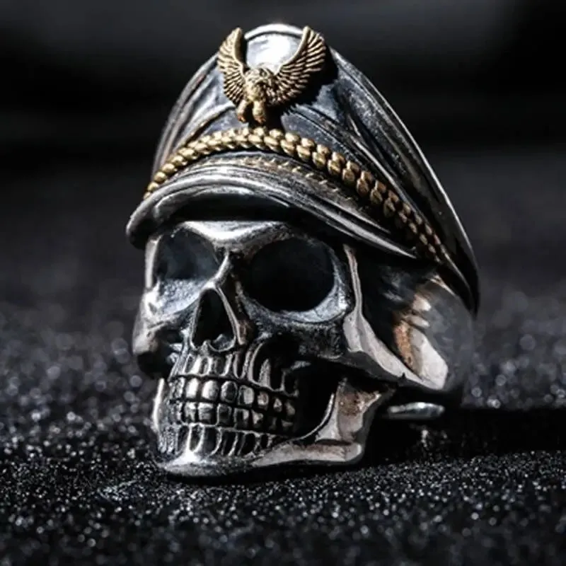 Wannee Vintage Ring Death Scythe Aggressive Skull Male Ring Jewelry Punk Hip Hop Muerte Fashion  Father's Day Gift Party