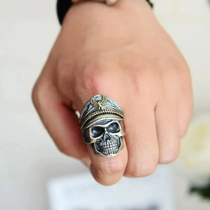 Wannee Vintage Ring Death Scythe Aggressive Skull Male Ring Jewelry Punk Hip Hop Muerte Fashion  Father's Day Gift Party