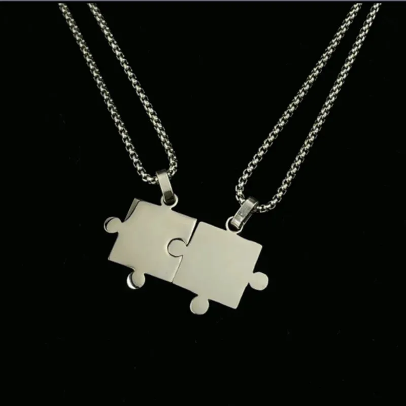 WLP New Fashion Hip Hop Titanium Steel Puzzle Pendant Necklace for Women Men Couples Punk Choker Collar Lover Jewelry Gift 2023