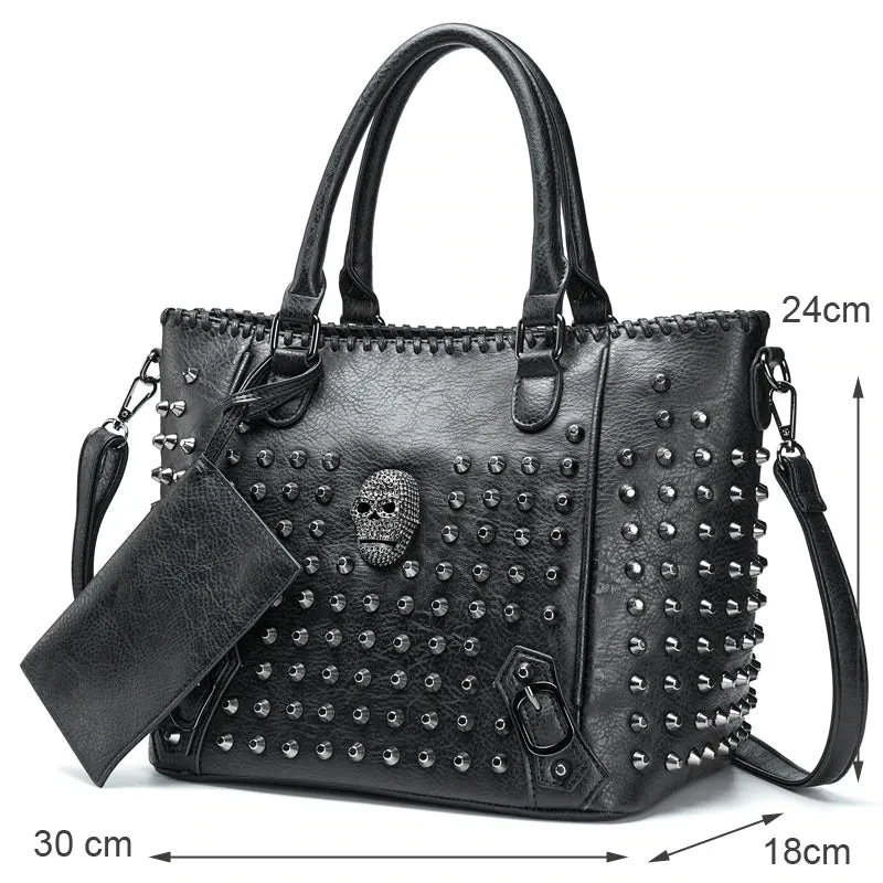 Women Leather Skull Handbag