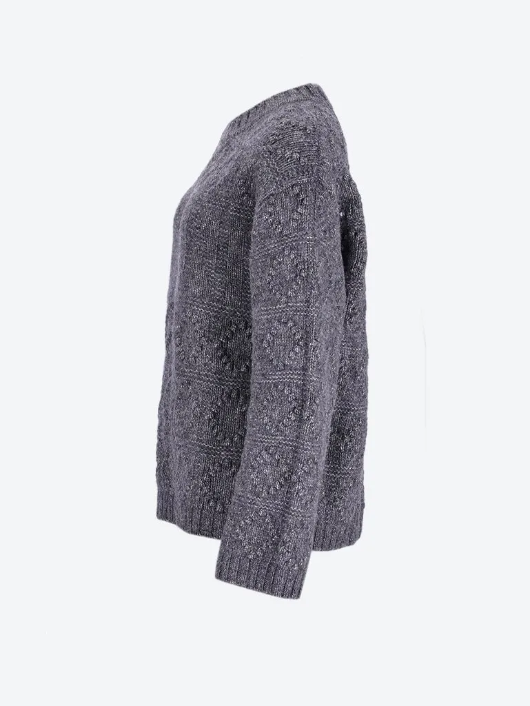 Wool cotton bubble o-neck sweater