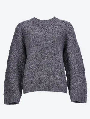 Wool cotton bubble o-neck sweater